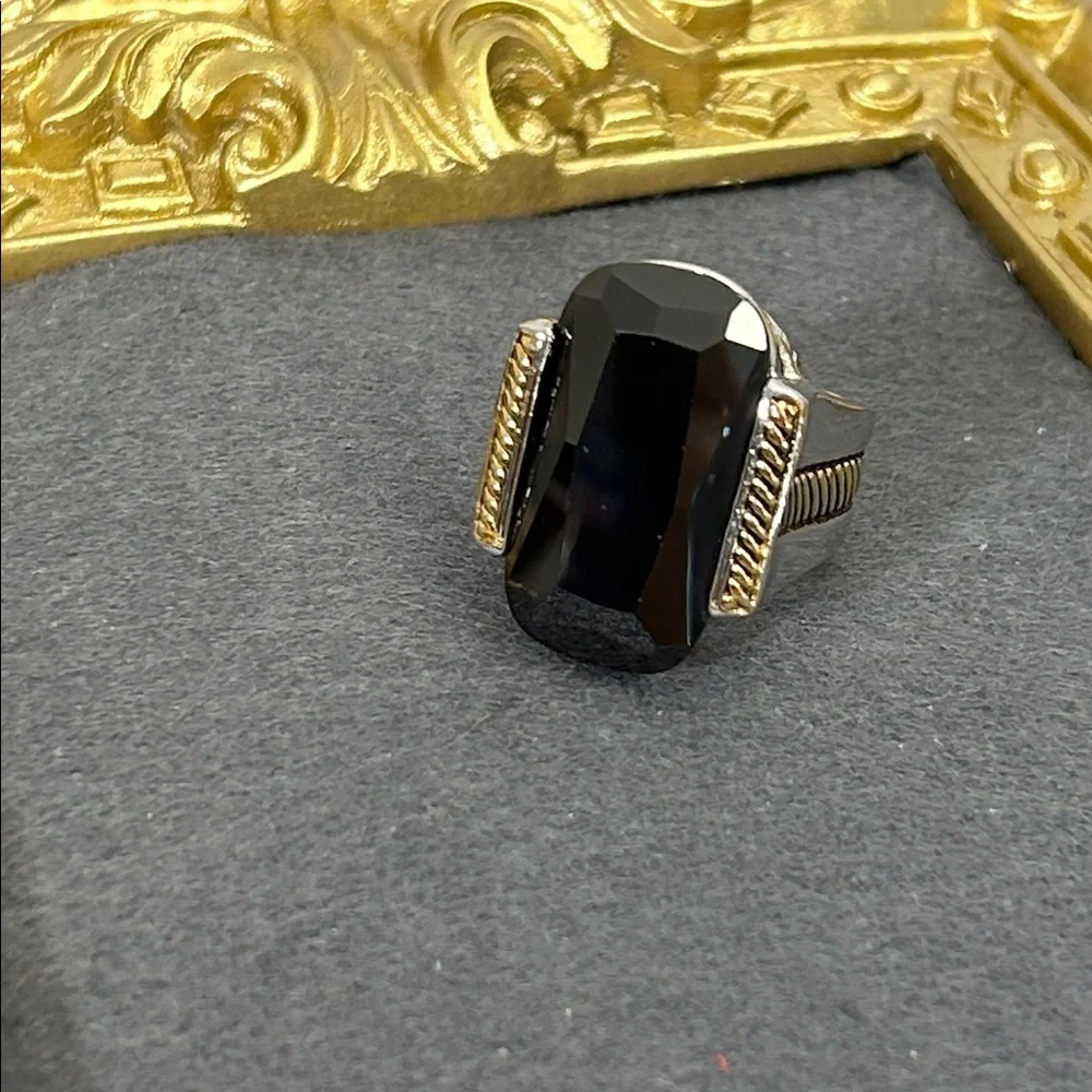 Black Tourmaline and 14KGE Statement Ring